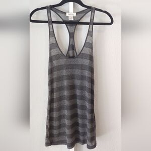 Kirra Striped Metallic Gray Racerback Tank Sz XS